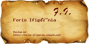 Foris Ifigénia névjegykártya